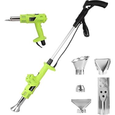 Imagem de Queimador elétrico ervas daninhas 3 em 1, capinador térmico 2000 W e pistola ar quente, 1202 ℉ máx., 5 bicos grama jardim, ignição churrasqueira, derretimento gelo(Green)