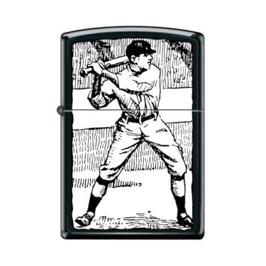 Imagem de Zippo Isqueiro Lighter-Bw Baseball Player preto fosco à prova de vento #Z5433