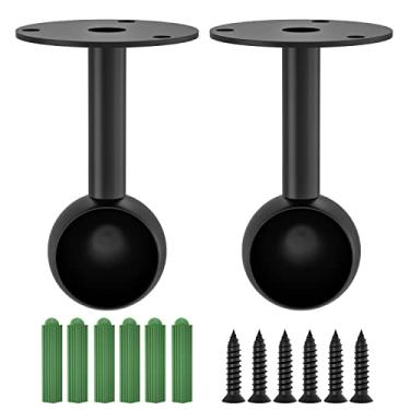 Imagem de Aopin Suportes de varão de armário com acabamento preto fosco 16 mm / 0,63 pol. Suportes de montagem no teto da extremidade da haste de cortina suportes de suporte de haste de aço inoxidável, suportes