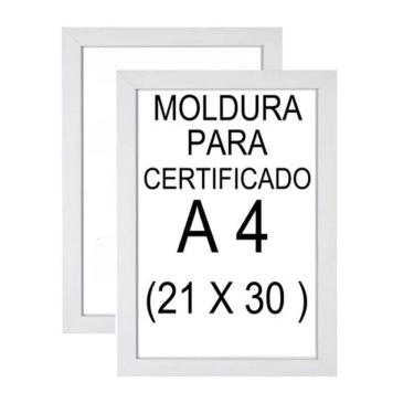 Imagem de Kit 2 Molduras A4 Certificado/ Diploma Com Vidro Cor Branca