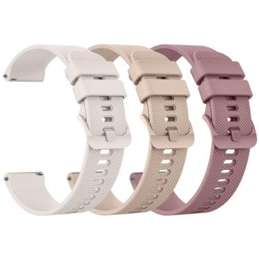 Imagem de Mugust Pulseiras de relógio inteligente GloryFit para smartwatch GloryFit T80 T70 T60 T50 P99 P98, pulseira de silicone de liberação rápida (luz das estrelas + chá leite + roxo fumo)
