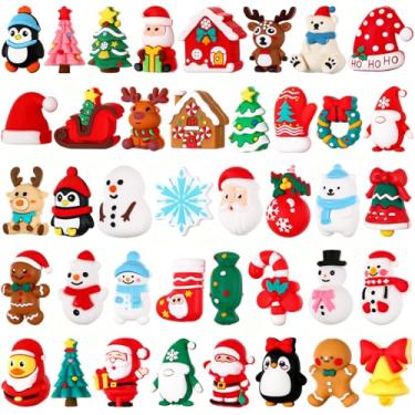 Imagem de Watersay 40 peças de contas focais de silicone 3D para canetas, contas de personagens em massa, engraçadas para chaveiro, artesanato, artesanato, colar, pulseira, colhedores para fazer kits (Natal)