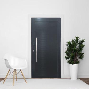 Imagem de Porta Pivotante de Alumínio 210 x 120cm com Puxador e Fechadura Digital Linha 30 Esquerda Preto