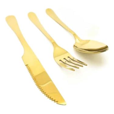 Imagem de Faqueiro Dourado Inox 24 Talheres Colher Garfo Faca Luxo