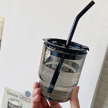 Imagem de Garrafa de água de vidro de 350/400 ml com tampa vintage portátil, café, bolha, chá, suco, leite, café da manhã, copos de gases para bebidas, presente