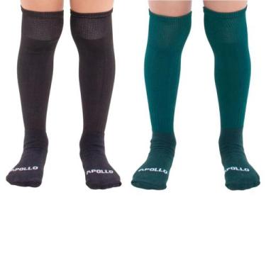 Imagem de Kit 2 Pares Meião Futebol Infantil e Juvenil Cores Sortidas - Apollo, 