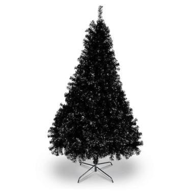 Imagem de Árvore de Natal artificial Bonnlo de 6 pés preta com 1.600 pontas de g