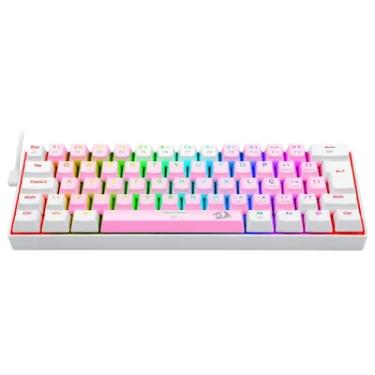 Imagem de Teclado Redragon, Dragonborn Rosa Branco, RGB Switch Azul Pt