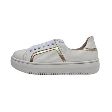Imagem de Amo Calçados, Tênis em Couro Nori Branco com Dourado Tamanho:37