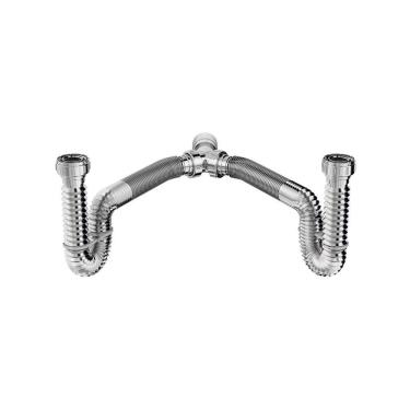 Imagem de Sifão Duplo Sanfonado Extensível Censi 72Cm Cromado