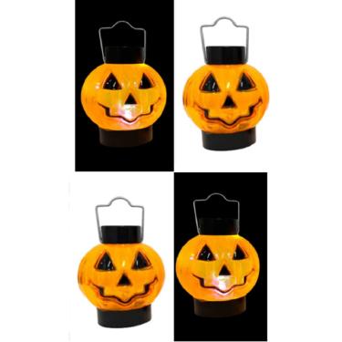Imagem de Kit C/ 4 Mini Lampião Abobora Led Decoração Halloween Festas