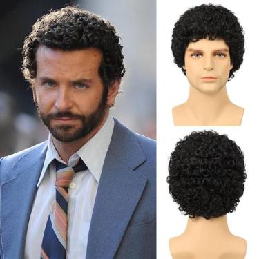 Imagem de Peruca Afro Curly para homens G&T Peruca curta dos anos 70 e 80 Disco 