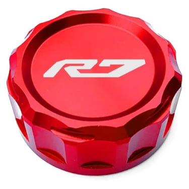 Imagem de Acessórios de motocicleta Tampa do cilindro do reservatório de fluido de freio traseiro compatível com Y&AMAHA YZF R1 R3 R6 R7 YZF-R1 YZF-R6 YZF-R3 YZF-R7 (R7 vermelho)