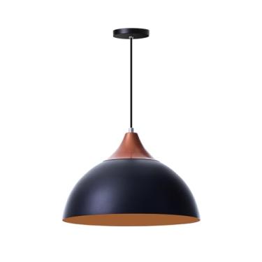 Imagem de Luminaria Pendente Meia Lua 40cm Com Chapéu Alumínio Decoraçoes (Preto Topo Cobre)
