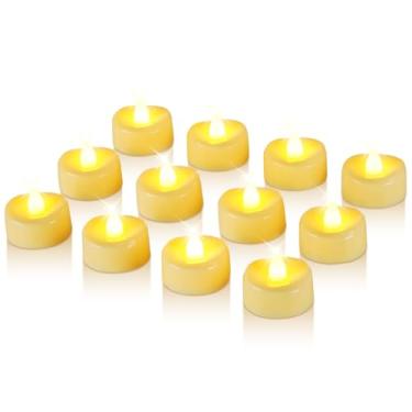 Imagem de Raycare Pacote com 12 velas de temporizador, luzes de chá, operadas a pilhas, branco quente, concha marfim
