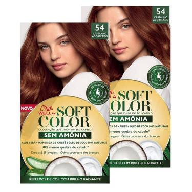 Imagem de Kit 2 Tintura Soft Color Sem Amônia Castanho Acobreado 54 Kit