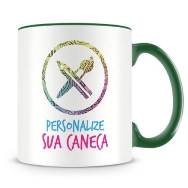 Imagem de Caneca Personalizada com Alça e Interior Verde Escuro - Crie Sua Canec