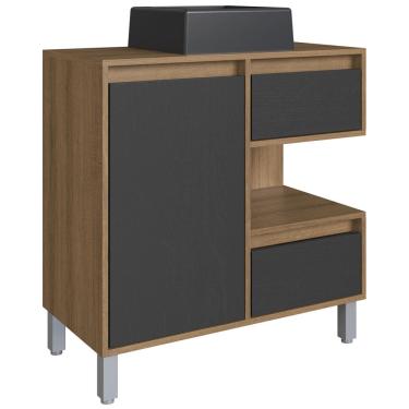 Imagem de Gabinete Suspenso 80 cm Cuba Preta BL2001 Mell Grafite FAEM