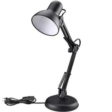 Imagem de Luminária de Mesa Articulável com Base e Garra, Bivolt De Metal Preta