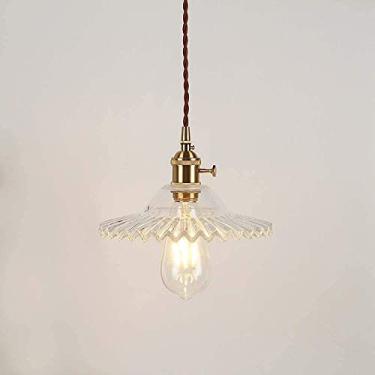 Imagem de Luminária pendente moderna LED, lustre, lustre simples de restaurante, saia de vidro de latão, lustre pequeno em café antigo de Xangai 22 * 6 cm (cor: vermelho) (cor: branco leitoso)