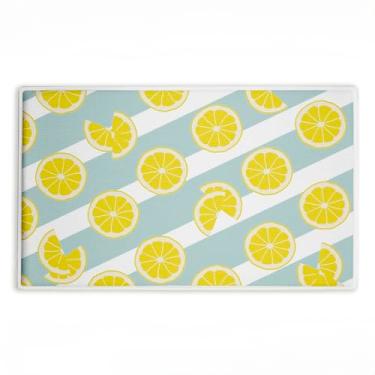 Imagem de Stupell Industries Tapete de banheiro de pelúcia estampado com listras limão, design por Anna Quach, 76 x 0,8 x 45 cm