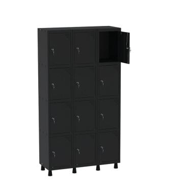 Imagem de Roupeiro 100% em Aço Mt 3v 12 Portas com 2 Chaves Preto