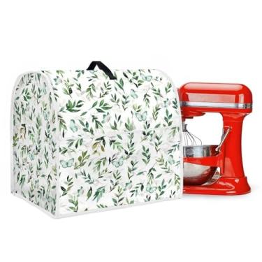 Imagem de Uorisanigo Capas de batedeira Kitchen Aid para batedeira de 4,5 a 5 qt folha verde pequena capa contra poeira com bolsos tampa de batedeira de cozinha peças e acessórios protetor decorativo