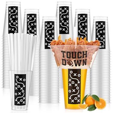Imagem de SiliFine 25 conjuntos de copos de bebida e lanche de festa de futebol com canudos, copo de plástico descartável para estádio com tigela de lanche para batatas fritas, frango frito (futebol 2)