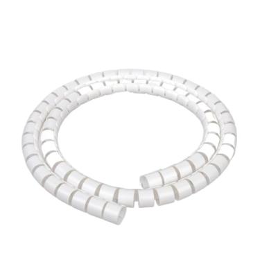 Imagem de Envoltório espiral 1 peça capa protetora de fio proteção de tubo espiral enrolamento cabo organizador de linha capa de tubo (cor: cinza, tamanho: 20 mm 1 metro) (cor: branco)
