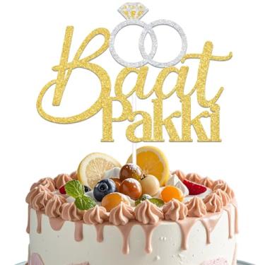 Imagem de LANKBACK Baat Pakki Topo de bolo decorações de noivado festa de casamento chá de panela decoração de bolo suprimentos ouro e prata