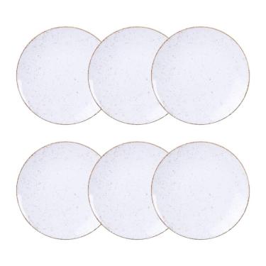 Imagem de Jogo de Pratos Sobremesa Rústico 6 Peças 21 cm Porcelana Decorada Tramontina
