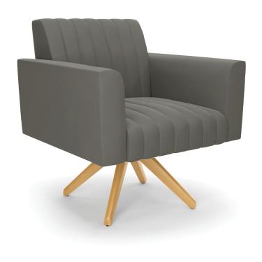 Imagem de Poltrona Giratória Viena Gomada Suede Grafite Base de Madeira MA30 - D'Rossi