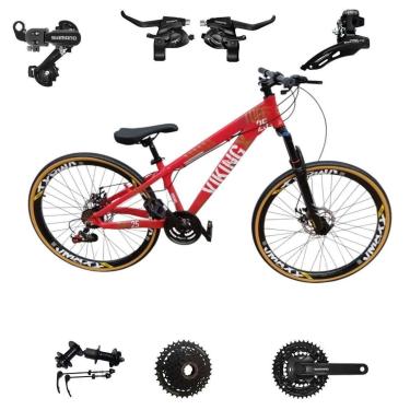 Imagem de Bicicleta 26 VikingX T25 24v Freeride SHIMANO K7 Indexado Pneu Slick Fino Fx Amarela1.50-Unissex