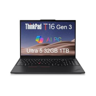 Imagem de Laptop Lenovo ThinkPad T16 Gen 3 Business (40.6 cm FHD+, Intel 12-Core Ultra 5 125U (>i7-1355U), 32GB DDR5, 1TB SSD), 2 x Thunderbolt 4, impressão digital, retroiluminado, webcam de 5MP, Ethernet, Win
