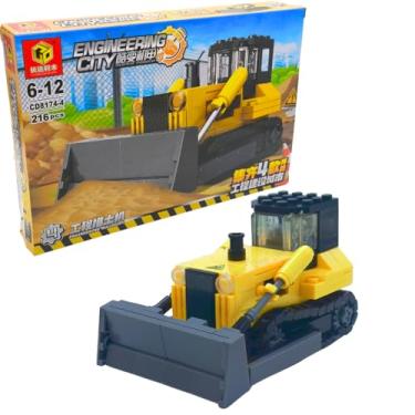 Imagem de Conjunto de Blocos de Montar Máquinas de Construção 216 Peças – Brinquedo Educativo Infantil de Engenharia Criativa, Kit de Construção, Presente para Crianças e Adultos - Empilhadeira (Esteira)