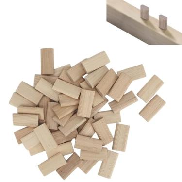 Imagem de 50PCS Espiga De Dominó, 6 X 40mm Espiga De Dominó De Madeira De Faia Espigas Soltas Espigas De Faia Sortidas Dominó Espigas De Faia Bloco De Cavilha De Inserção De Faia Para Artesanato Em Madeira