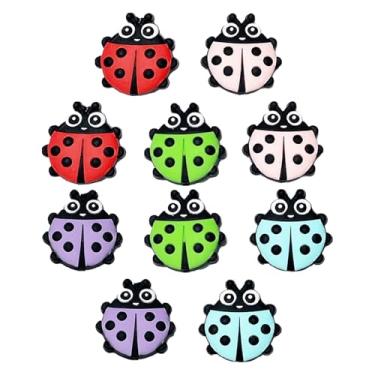 Imagem de Mimalexin 10 contas de silicone de joaninha, em forma de joaninha, contas de silicone com tema de inseto para fazer chaveiros, contas soltas fofas a granel para canetas com contas de artesanato