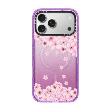 Imagem de CASETiFY Capa Impact para iPhone 17 Pro Max [fina/compatível com Magsafe/2,5 m. Proteção contra quedas de grau militar 4X] - Sakura Cherry Saturday - Glitter Purple