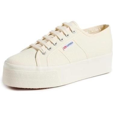 Imagem de Superga 2790 Tênis plataforma masculino e feminino – icônico tênis italiano masculino e feminino com cabedal de lona respirável, sola de borracha antiderrapante, bege natural Avorio – 38 masculino