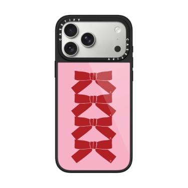 Imagem de CASETiFY Capa Glaze para iPhone 17 Pro Max [acabamento brilhante/compatível com Magsafe/1,5 m. 1X proteção contra quedas de grau militar] - Laços bordô - preta