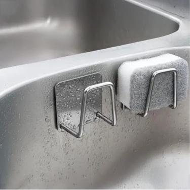 Imagem de Kit 03 Suporte Esponja Bucha Utensilios Pia Cozinha Banheiro Lavanderia Aço Inox Organizador