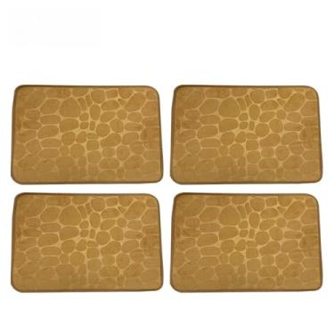 Imagem de Kit 1-4 Tapete de Porta Para Banheiro Macio Antiderrapante para Sala e Quarto 60x40cm(KIT4-Laranja)