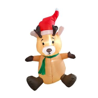 Imagem de oshhni Enfeite de Natal inflável de rena de 39,4 polegadas, plugue de 110 V dos EUA para decoração de jardim e gramado, costura reforçada, decoração externa