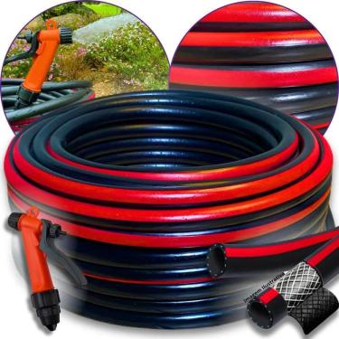 Imagem de 2X Mangueira De Jardim 20M Preta Reforçada Trançada Não Dobr