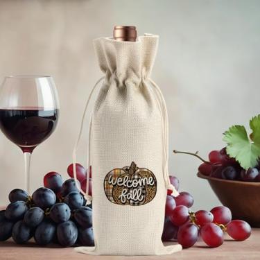 Imagem de Bolsa de vinho Welcome Fall Pumpkin Gift para amigos, colegas, família, mulheres, homens, presentes para festas engraçadas, sacolas de vinho