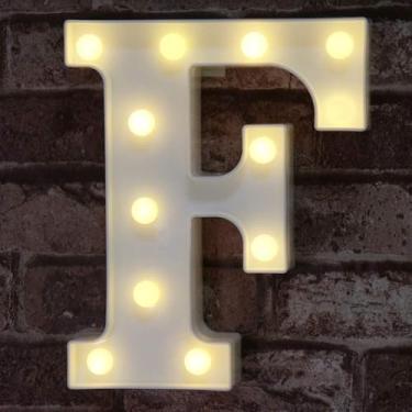Imagem de Letreiro de LED para letreiro com letras, letras iluminadas para decoração de festa de casamento, aniversário, letra F do alfabeto iluminado