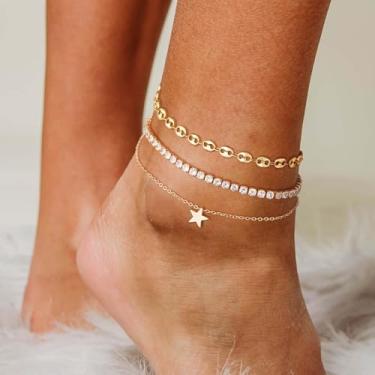 Imagem de Tornozeleira dourada para mulheres delicados zircões corrente tornozeleira joias presentes