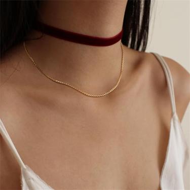 Imagem de Colar gargantilha feminina banhado a ouro 14K com corrente de ouro delicado banhado a ouro 14 K