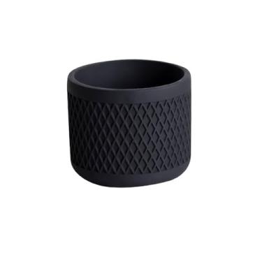 Imagem de Vasos de plantas Redondo com pote de planta textura grade, plantador mesa cimento furo drenagem, para decorar varanda sala estar cozinha(Preto,Grande)