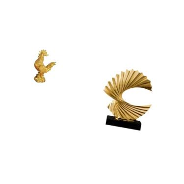 Imagem de Fenteer Estatueta de Galinha Feng Shui Decoração Estátua de Onda Do Oceano Enfeite de Mesa Escultura de Arte de Resina Presente para Aniversários Inaugur